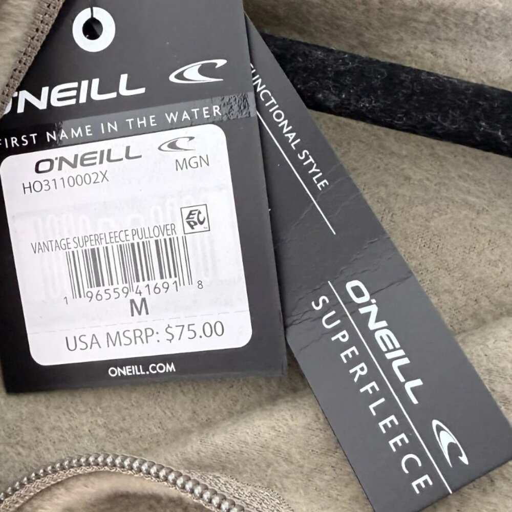 O'Neill Vantage SuperFleece 1/4 Zip Pullover Hoodie Green Gray Men's Medium M NW - Picture 11 of 13
